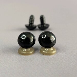 10 шт - Очі гвинтові для іграшок 14 мм з фіксатором - чорний