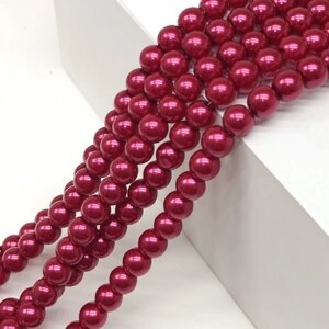 Перли скляні Майорка 6мм - 135шт, колір - червоний