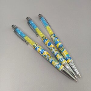 Ручка кулькова «Touch pen (стилус)-Сваровські-Україна» жовто-блакитна