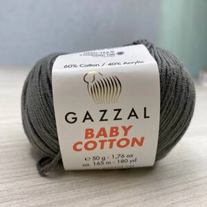 Пряжа Gazzal – Baby Cotton колір 3450 Темно-сірий