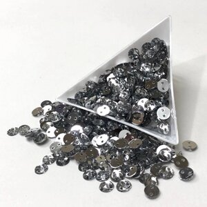 Полубусины пришивные граненые 6 мм, 20 г/уп цвет - серебро
