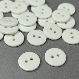 10 шт - Ґудзики сорочкові Ø-15 мм (24L) плоскі - білий