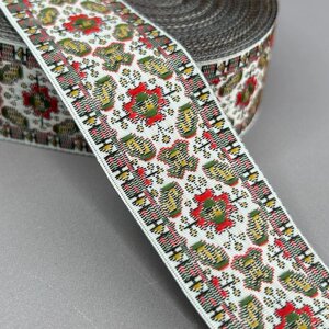 Тесьма з українським орнаментом 33 мм - вишиванка мак