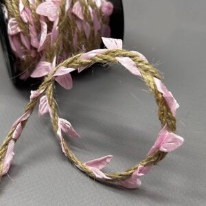 Тасьма мотузка з листочками "Ліана" 20 мм, моток 9 м - рожевий