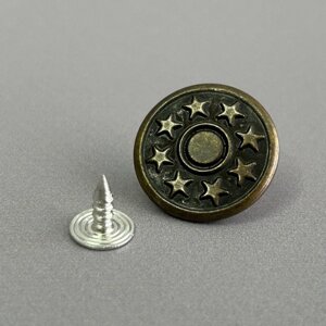 Джинсовий гудзик з зірками 20 мм Антик (50шт)