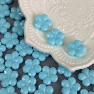 (20 гр) Намистини пластикові Квіточка 14 мм - блакитний