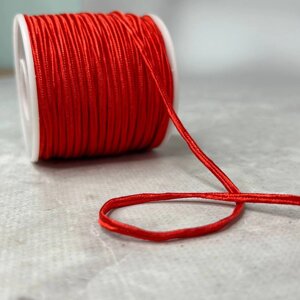 Червоний шнур сутажний плоскиой 3 мм, моток 46 м