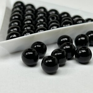(20 грам) Намистини пластик Ø8мм - чорний матовий
