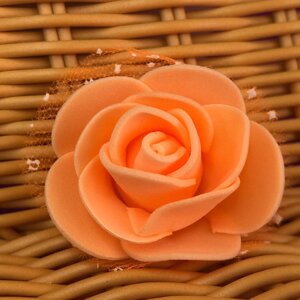 Троянда з фатином латексна (фоаміран), бутон 3 см - помаранчевий