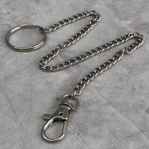 Ланцюжок з карабіном для ключів 35,5 см, #4502 - колір сталь