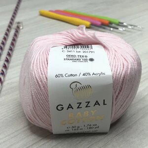 Пряжа Gazzal – Baby Cotton колір 3411 Рожевий