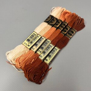 (6 шт по 8м) Набір муліне Airo (нитки для вишивання) - кавовий мікс (3770-300)