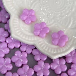 (20 гр) Намистини пластикові Квіточка 14 мм - бузковий