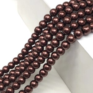 Перли скляні Майорка 6мм - 135шт, колір - шоколадний
