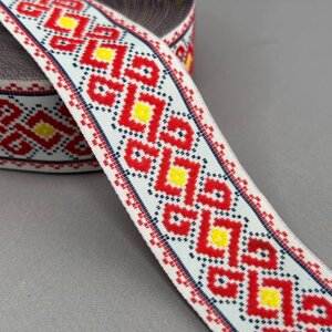 Тесьма з українським орнаментом 33 мм - вишиванка завиток