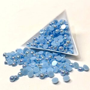 Напівбусини перламутрові 6 мм, 20 гр/уп колір - блакитний з АВ покриттям - А10