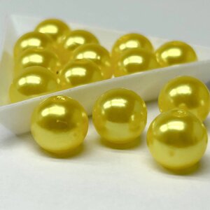 (20 грам) Перли бусини пластик Ø12мм - жовтий перламутр