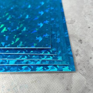 Фоаміран голограма 1,8 мм, 1 аркуш А4 - блакитний