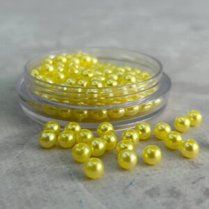 (20 грам) Намистини пластик Ø6мм - жовтий перламутр