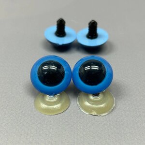 5 пар - Очі гвинтові для іграшок 22 мм з фіксатором - блакитний