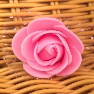 Троянда з фатином латексна (фоаміран), бутон 3 см - рожева