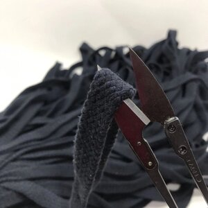 Синій шнур плоский плетений бавовна 1,5 см без наповнювача