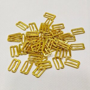 10 шт. - Золотий регулятор 1,5 см (метал) для ремінців бюстгальтера (застібка) (БФ-0039)