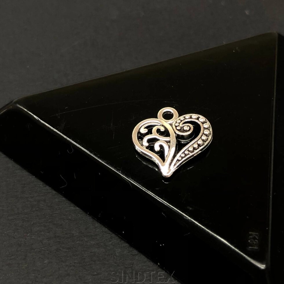 Підвіска металева "Серце" 13х14 мм, колір Сталь від компанії SINDTEX - фото 1