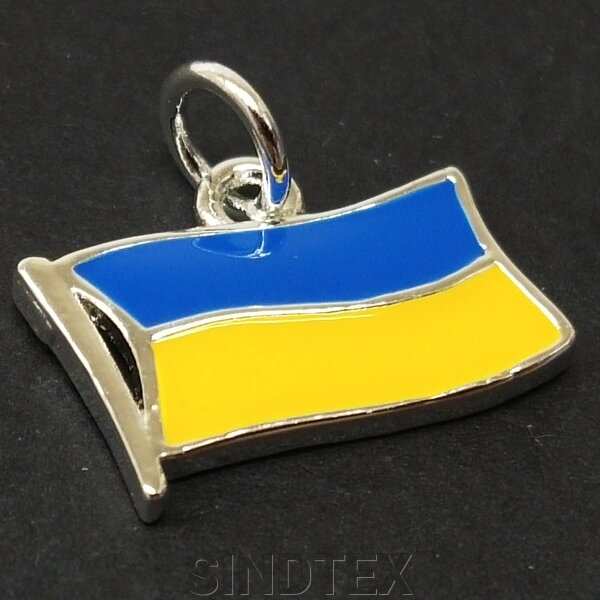 Підвіска "Прапор України" 12х16 мм, колір срібло (гіппоалергенний сплав) від компанії SINDTEX - фото 1