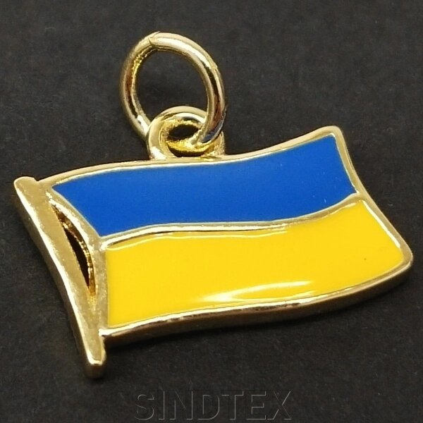 Підвіска "Прапор України" 12х16 мм, колір золото (гіппоалергенний сплав) від компанії SINDTEX - фото 1