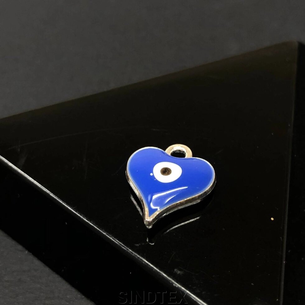 Підвіска серце "Талісман вічко" 12х13 мм, колір Сталь від компанії SINDTEX - фото 1