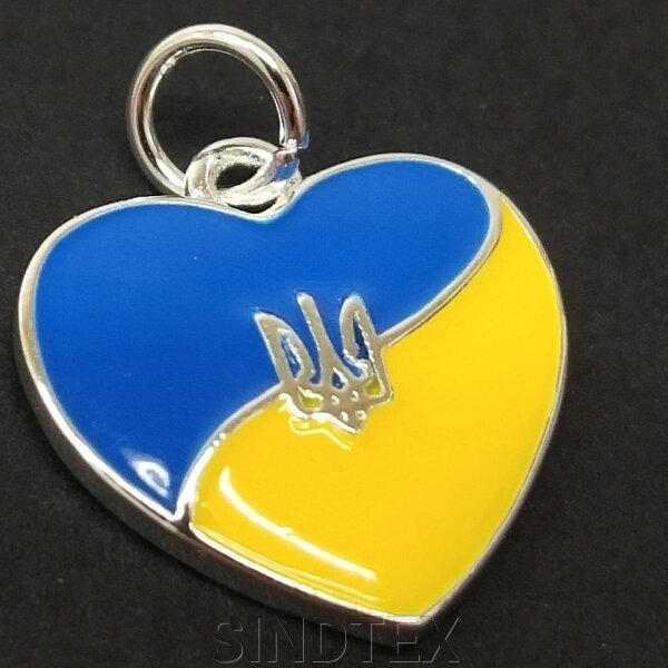 Підвіска "Серце України" 17х18 мм, колір срібло (гіппоалергенний сплав) від компанії SINDTEX - фото 1