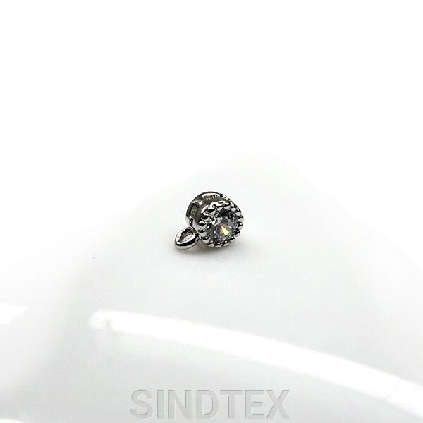 Підвіска з фіанітом, 4 мм колір срібло (гіпоалергенний сплав) від компанії SINDTEX - фото 1