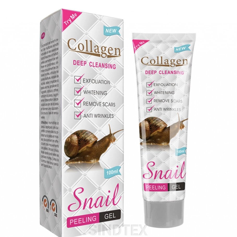 Пилинг-гель с муцином улитки Collagen Deep Cleansing Snail Peeling Gel, 100мл від компанії SINDTEX - фото 1