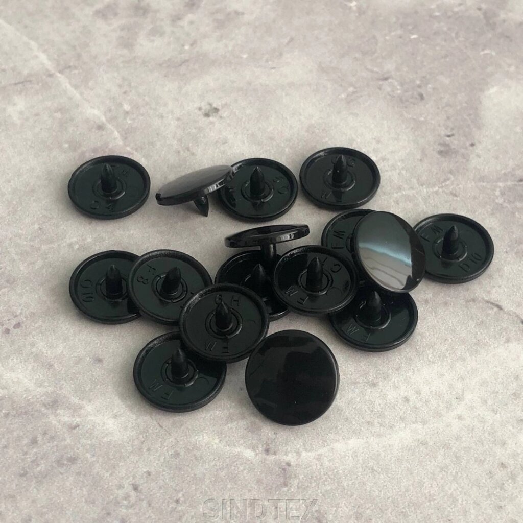 Пластикова кнопка 12 мм чорний (1440шт) (321012) від компанії SINDTEX - фото 1