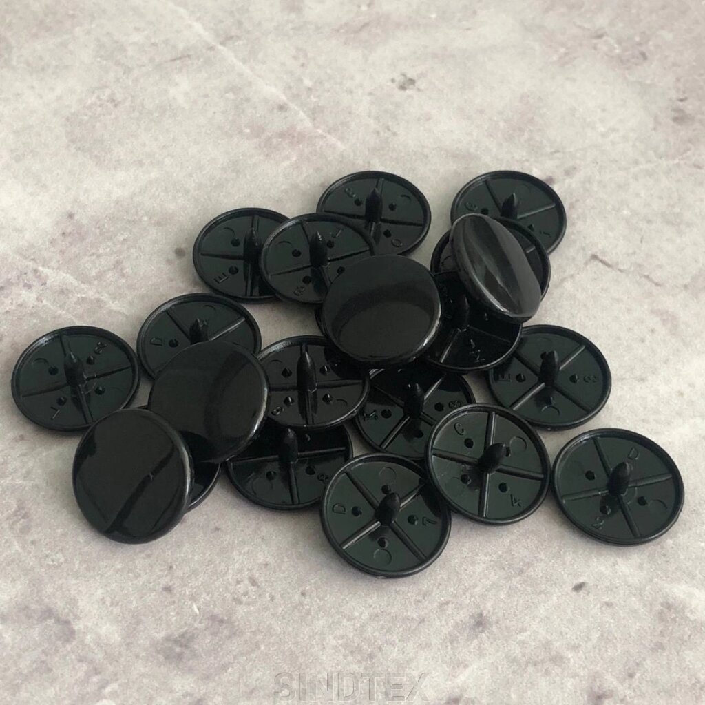 Пластикова кнопка 15 мм Чорний K (720шт) (321015) від компанії SINDTEX - фото 1