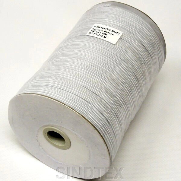 Плоска біла резинка білизняна 12 мм 92м від компанії SINDTEX - фото 1