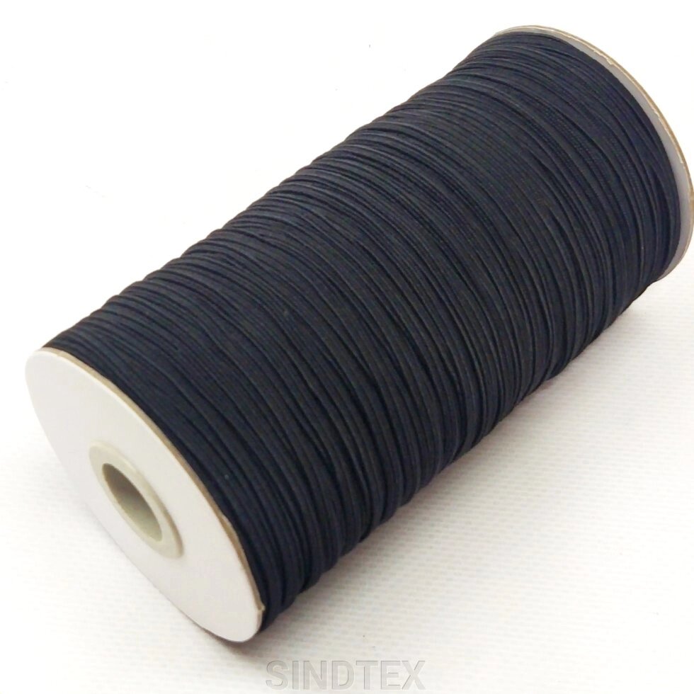 Плоска чорна резинка білизняна 3 мм 130м від компанії SINDTEX - фото 1