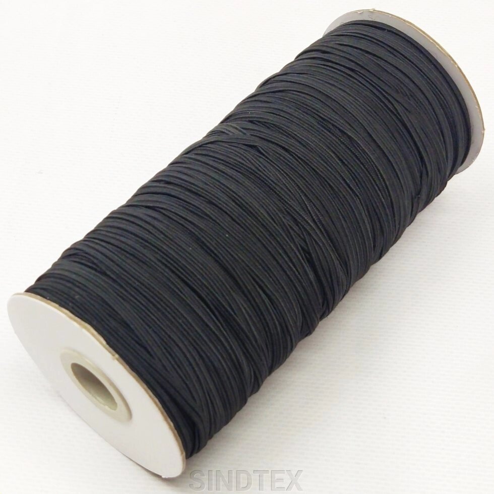 Плоска чорна резинка білизняна 4 мм 130м від компанії SINDTEX - фото 1