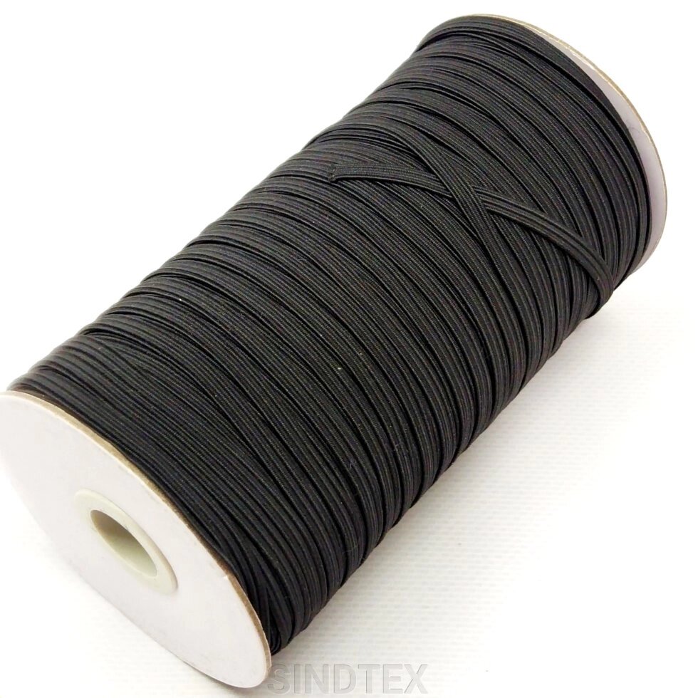 Плоска чорна резинка білизняна 5 мм 130м від компанії SINDTEX - фото 1