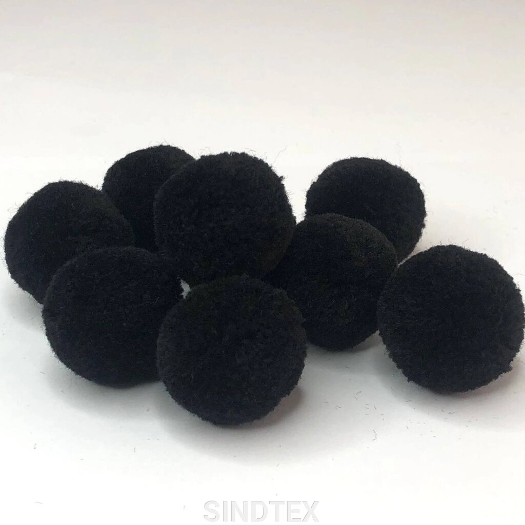 Помпон велюровий 3 см - чорний від компанії SINDTEX - фото 1