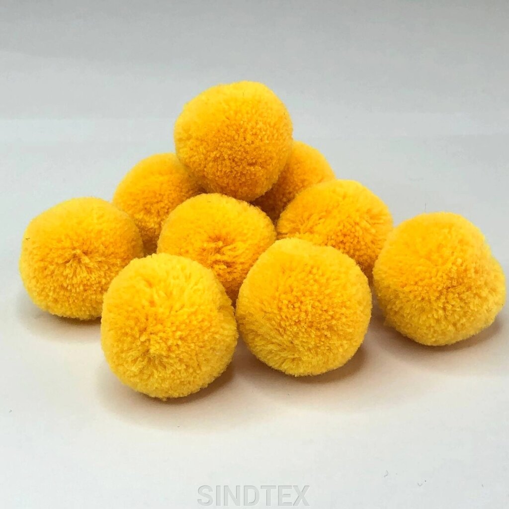 Помпон велюровий 3 см - темно жовтий від компанії SINDTEX - фото 1