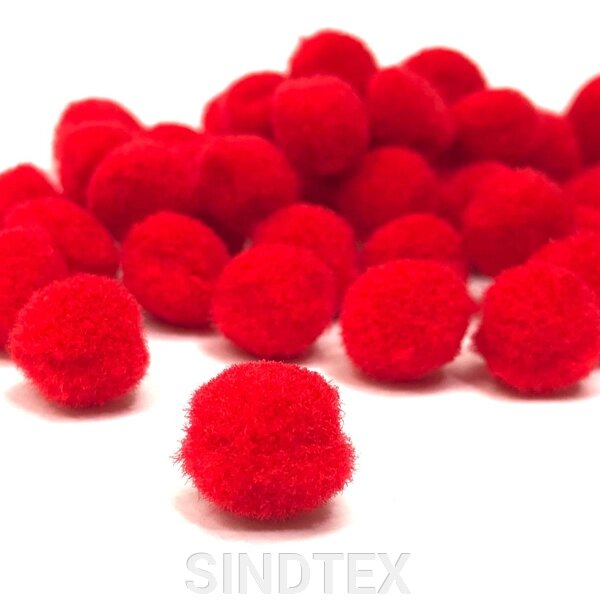 Помпони для творчості 1,5 см, 50 шт/упаковка червоні від компанії SINDTEX - фото 1