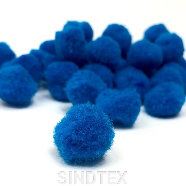 Помпони для творчості 1,5 см, 50 шт/упаковка сині від компанії SINDTEX - фото 1