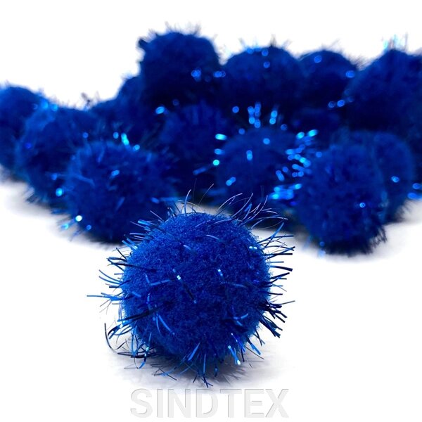 Помпони люрекс 2,5 см, 25 од/упаковка сині від компанії SINDTEX - фото 1