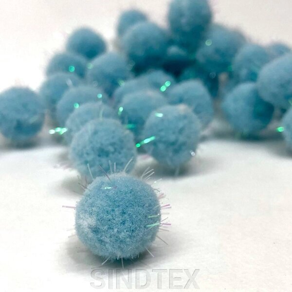 Помпони люрекс 2 см, 50 од/упаковка блакитні від компанії SINDTEX - фото 1