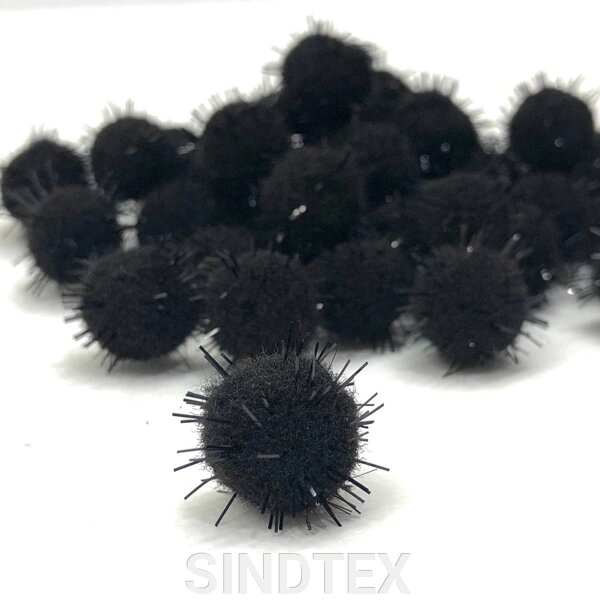 Помпони люрекс 2 см, 50 од/упаковка чорні від компанії SINDTEX - фото 1