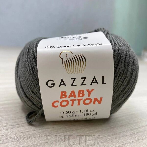 Пряжа Gazzal – Baby Cotton колір 3450 Темно-сірий від компанії SINDTEX - фото 1