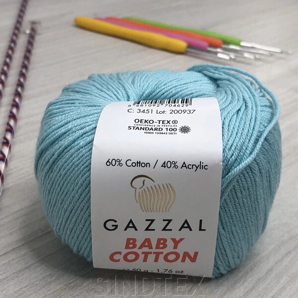 Пряжа Gazzal – Baby Cotton колір 3451 Блакитний від компанії SINDTEX - фото 1