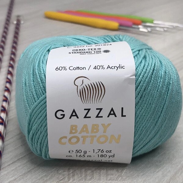 Пряжа Gazzal – Baby Cotton колір 3452 Бірюзовий від компанії SINDTEX - фото 1